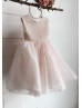 Beaded Pearl Tulle Tea Length Lovely Flower Girl Dress